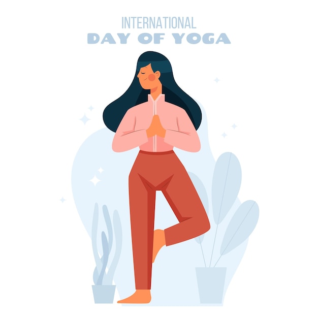 Cartoon international day of yoga illustration