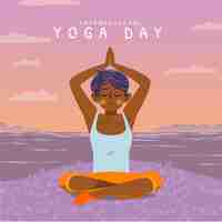 Free vector cartoon international day of yoga illustration