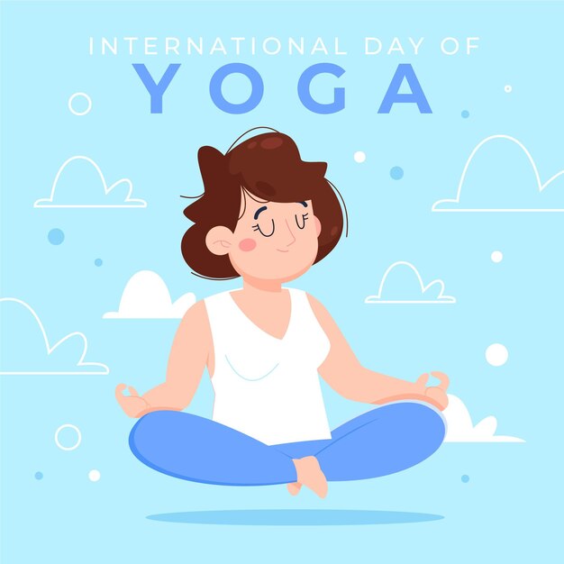 Cartoon international day of yoga illustration