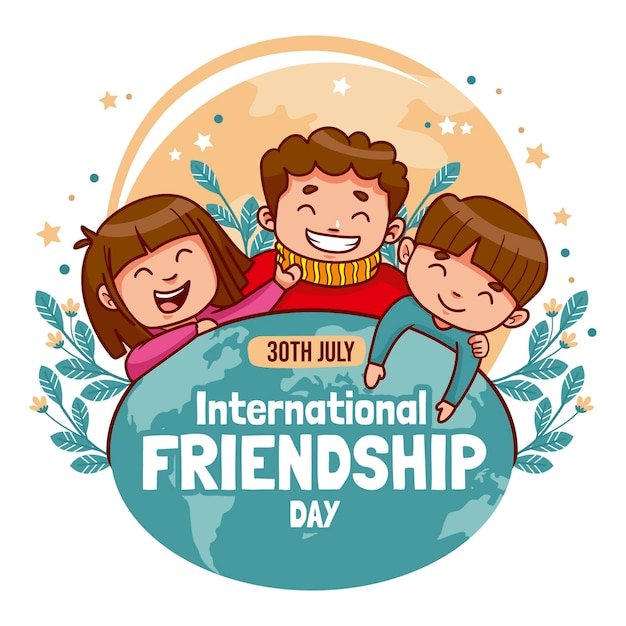 Free vector cartoon international friendship day illustration