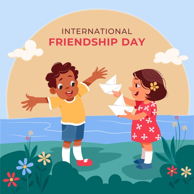 Free vector cartoon international friendship day illustration