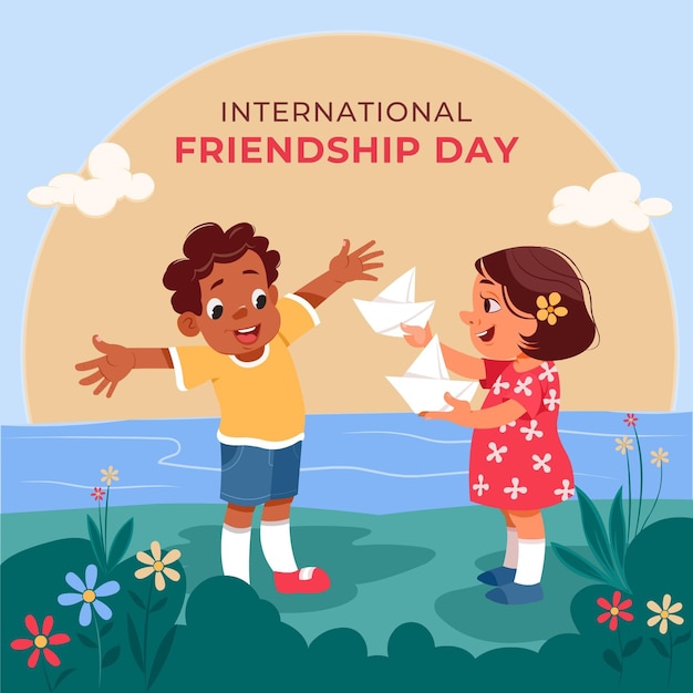 漫画の国際友情の日のイラスト