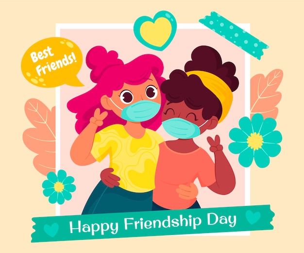 Cartoon international friendship day illustration