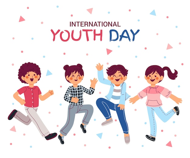 Free vector cartoon international youth day illustration