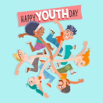 Иллюстрация международного дня молодежи шаржа