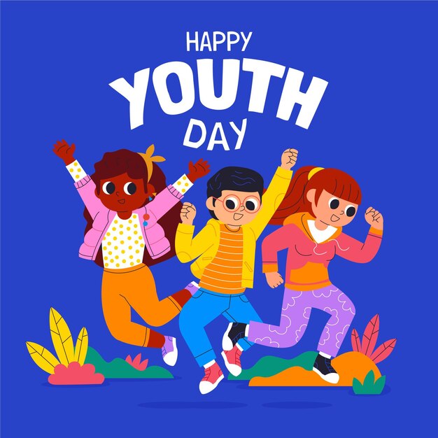 cartoon international youth day illustration