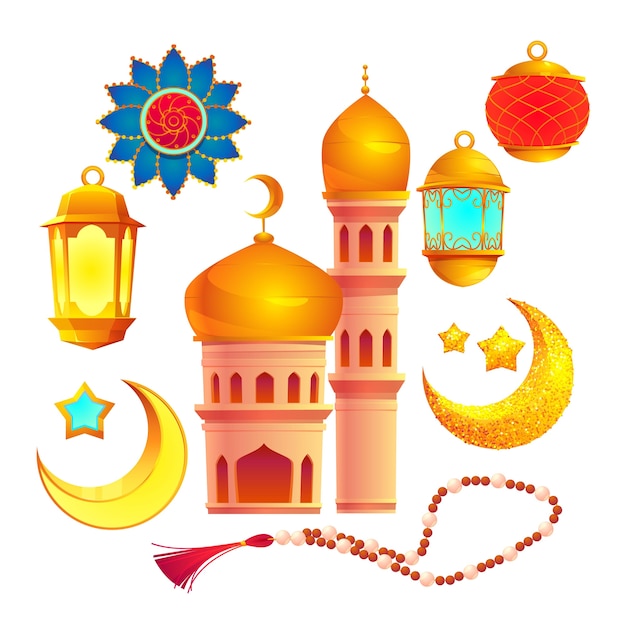 Free vector cartoon islamic new year elements collection