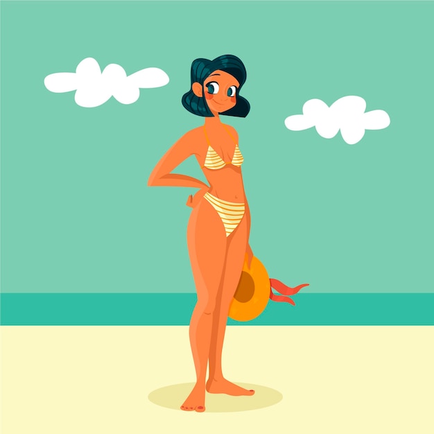 Free vector cartoon isolated girl in bikini