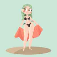 Free vector cartoon isolated girl in bikini