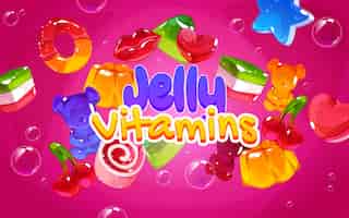 Free vector cartoon jelly vitamins  background