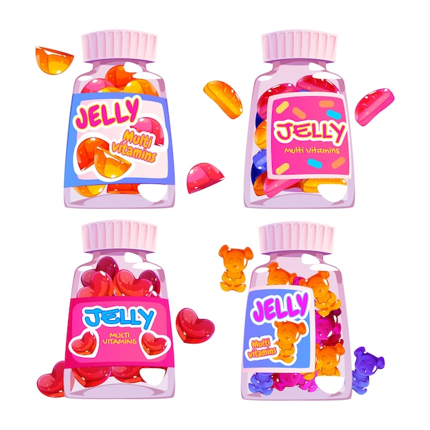 Free vector cartoon jelly vitamins collection