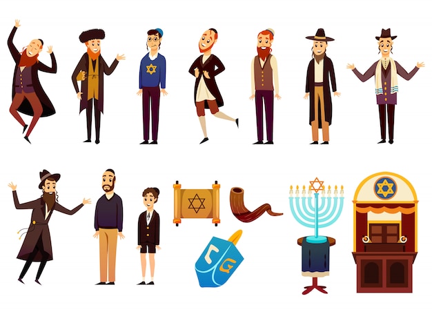 Cartoon Jew Characters Set