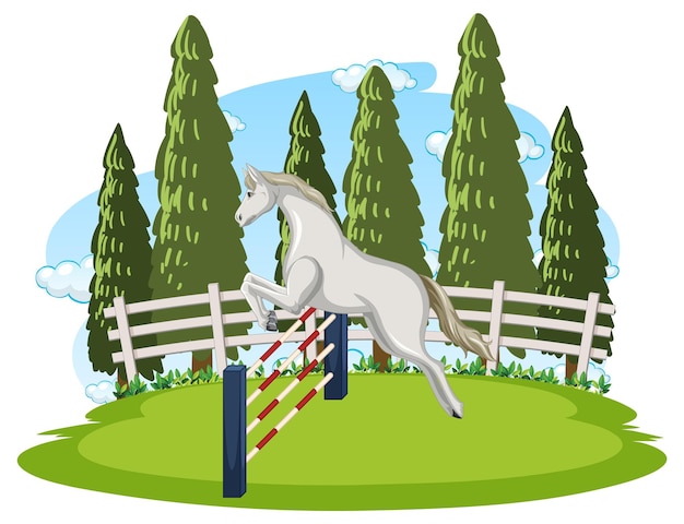 Бесплатное векторное изображение Мультяшное шоу прыгающих лошадей