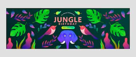 Free vector cartoon jungle birthday party twitter header