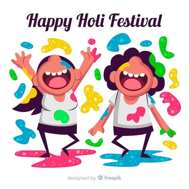 만화 아이 holi 축제 배경