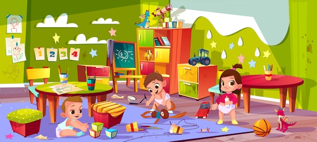 Free vector cartoon kindergarten