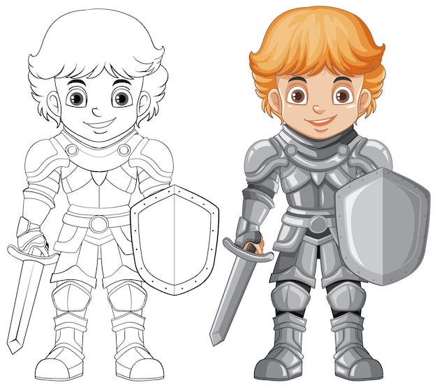 無料ベクター カートゥーン・ナイト・ボーイ (cartoon knight boy) はカートゥーンキャラクターのキャラクターでコール (col) の概要が描かれています