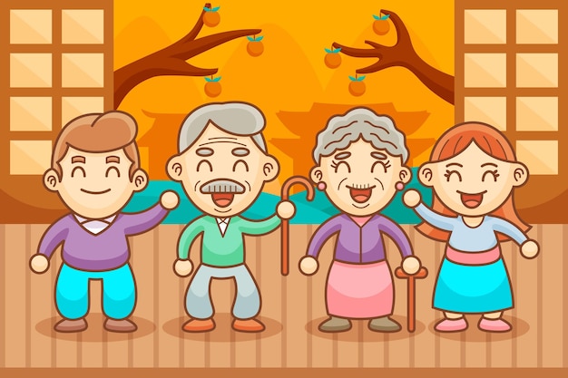 Free Vector cartoon korean parents' day illustration