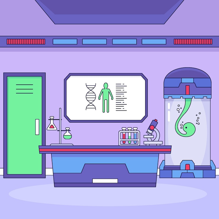 Free Vector cartoon laboratory room illustration