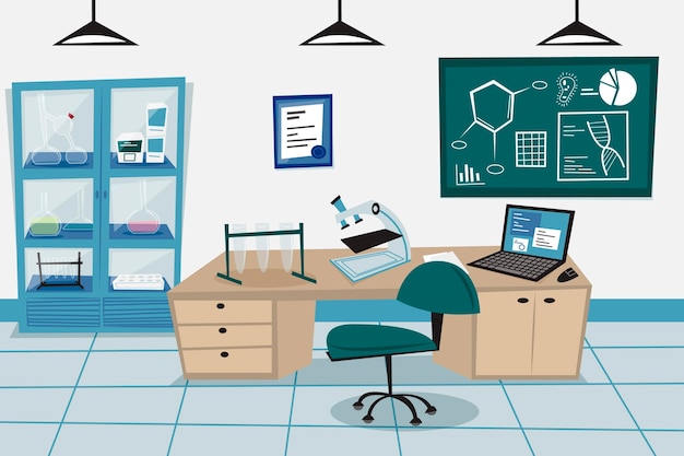 Free vector cartoon laboratory room illustration