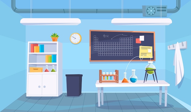 Free vector cartoon laboratory room illustration