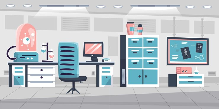 Free Vector cartoon laboratory room with equipment