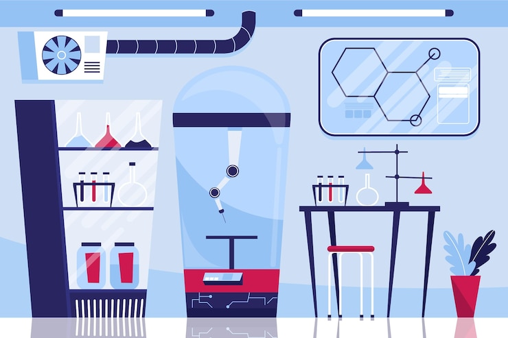 Free Vector cartoon laboratory room with equipment