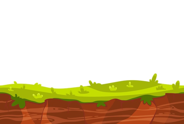 Free vector cartoon landscape ground with green grass for game user interface  illustration