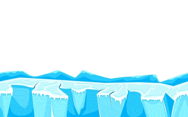 Vettore gratuito terra del paesaggio del fumetto con la superficie del ghiaccio per l'illustrazione dell'interfaccia utente del gioco