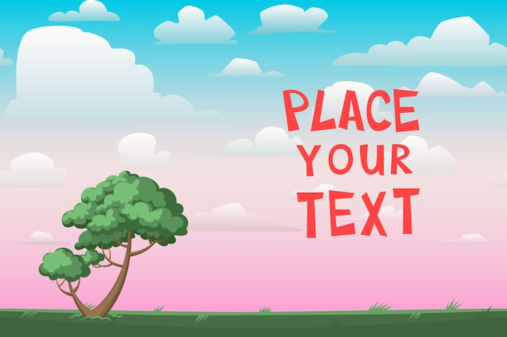 Free Vector cartoon landscape with template for text
