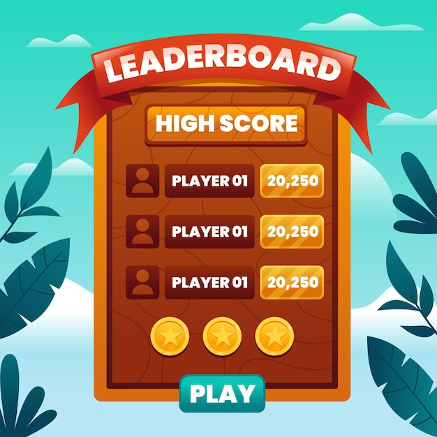 Premium Vector  Game leaderboard in cartoon style with different ranks.  leaderboard for game user interface.