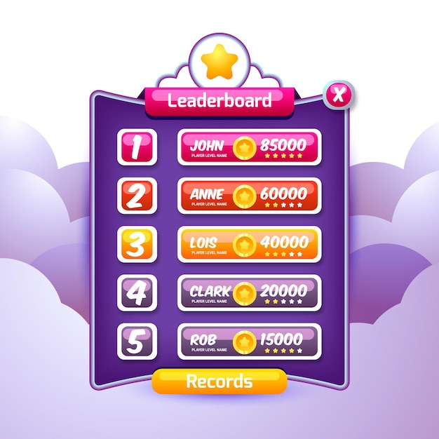 Free Vector  Creative cartoon leaderboard for game