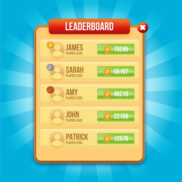 Free vector cartoon leaderboard with different ranks