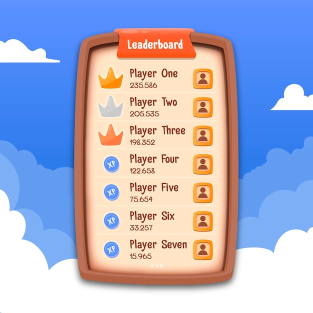 Premium Vector  Game leaderboard in cartoon style with different ranks.  leaderboard for game user interface.