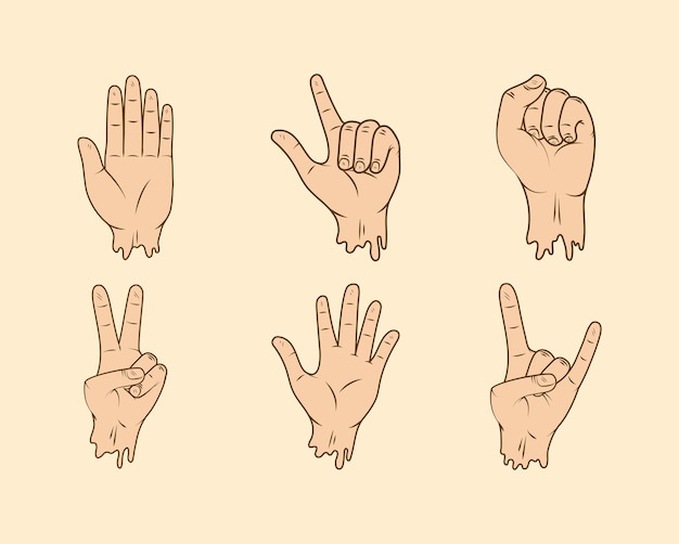 Premium Vector Hand Gestures And Pointers In Comics Cartoon Style For Advertisment Or Communication Design Isolated On White