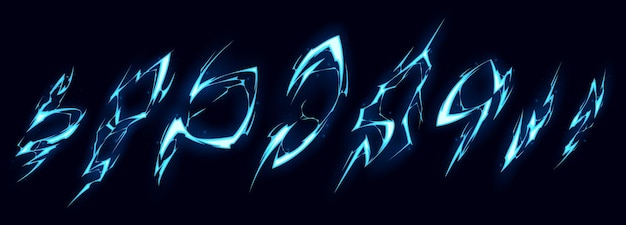 Free vector cartoon lightning bolt effect isolated on black