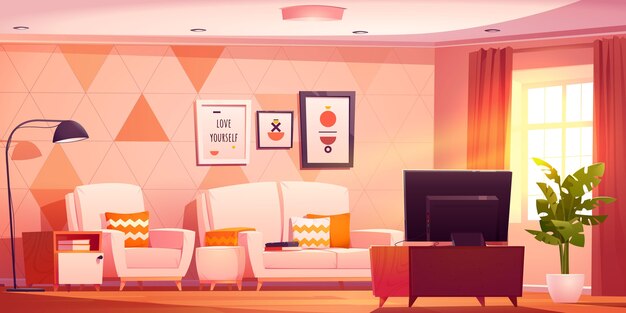 Cartoon living room interior