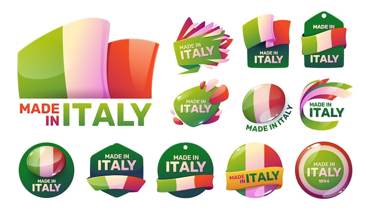 Free Vector cartoon made in italy stickers collection