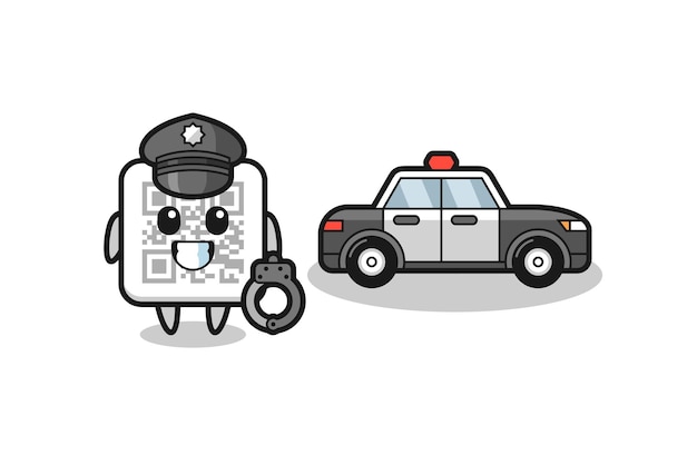 警察​として​の​qr​コード​の​漫画​の​マスコット​、​かわいい​デザイン