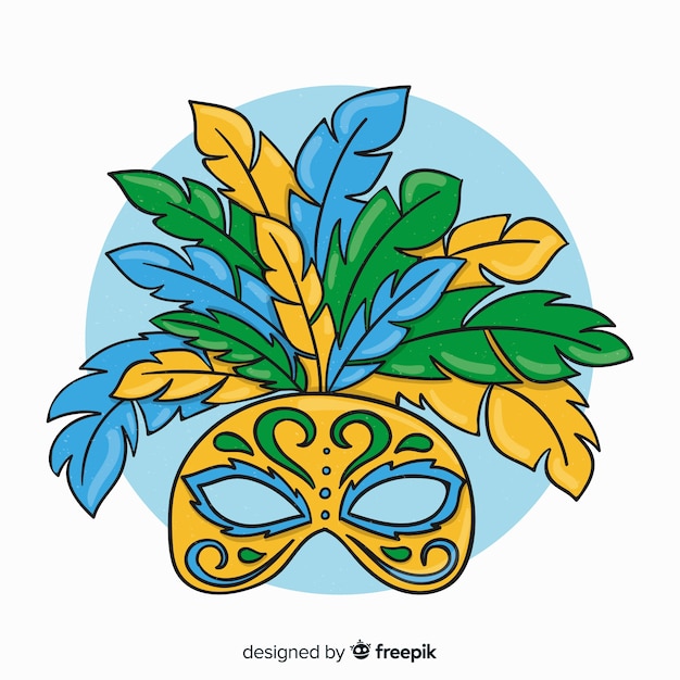 Free vector cartoon mask brazilian carnival background