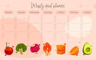 Free vector cartoon meal planner