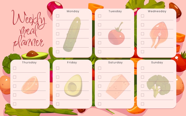 Free Vector cartoon meal planner