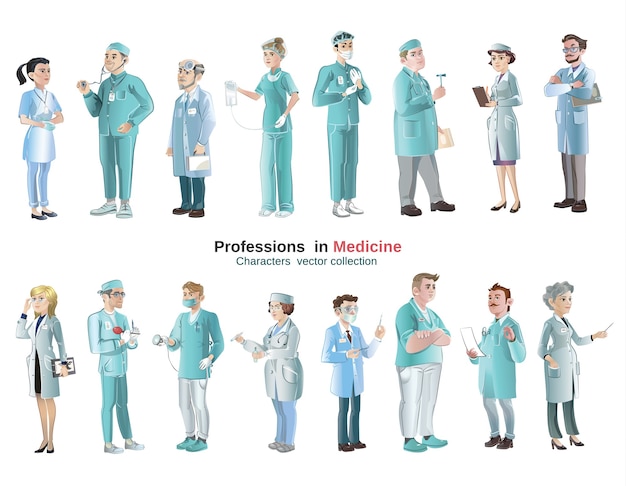 Cartoon Medical Characters Set