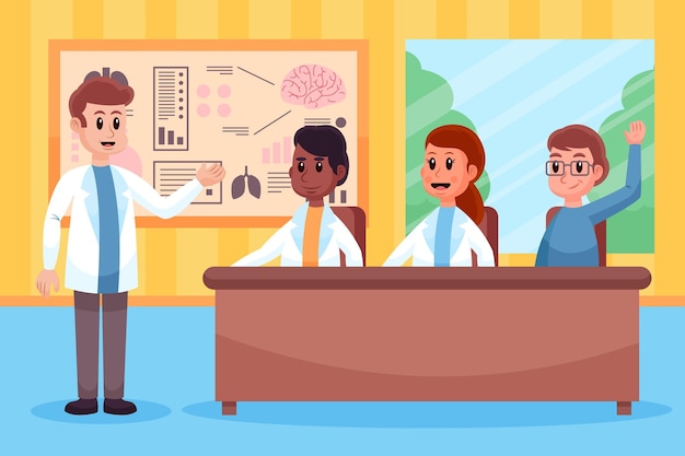 Free vector cartoon medical conference illustration