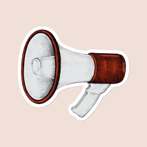 Cartoon megaphone vintage sticker vector