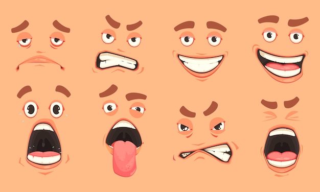 Cartoon men mouth set