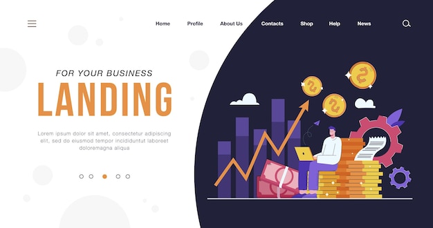 Free vector cartoon metaphor of investment profits landing page