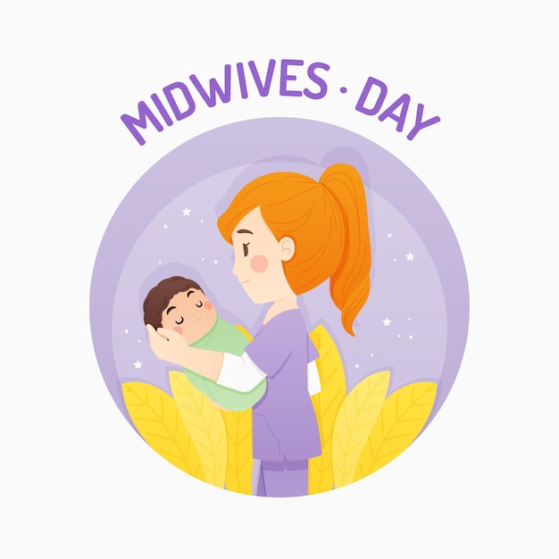 Cartoon midwives day illustration