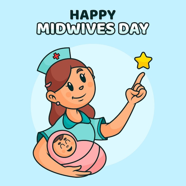 Cartoon midwives day illustration