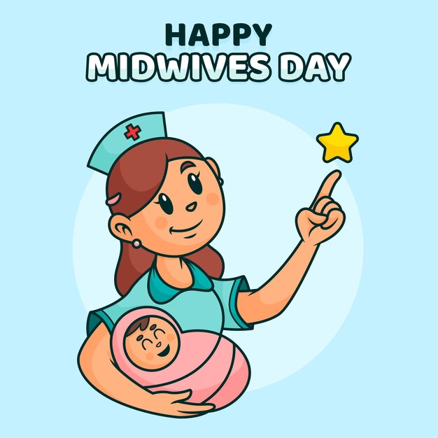 Cartoon midwives day illustration